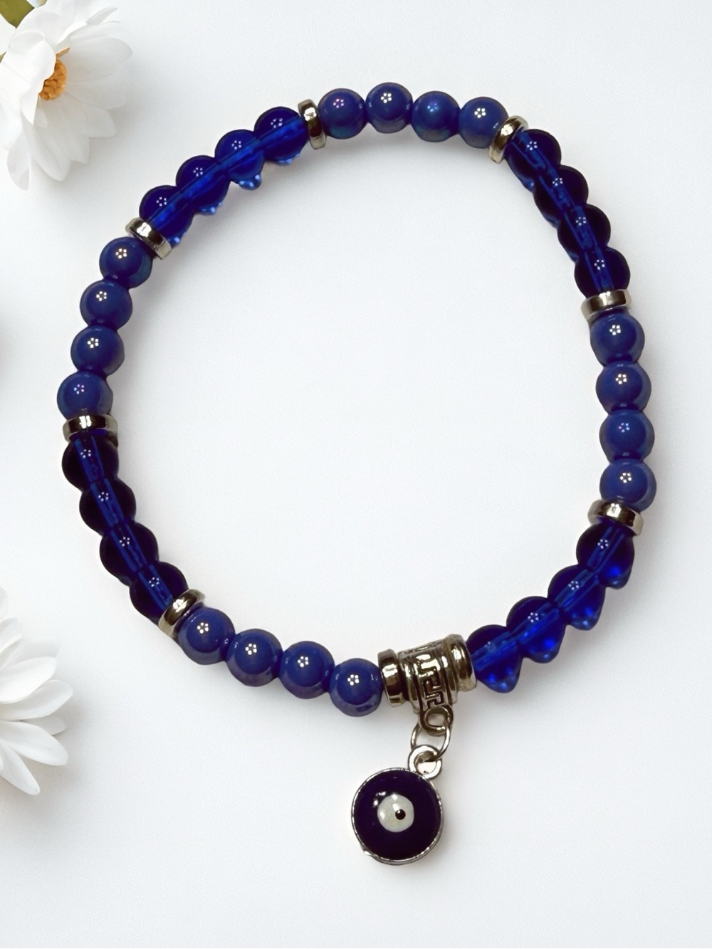 Hand Crafted Blue Beaded Charm Bracelet